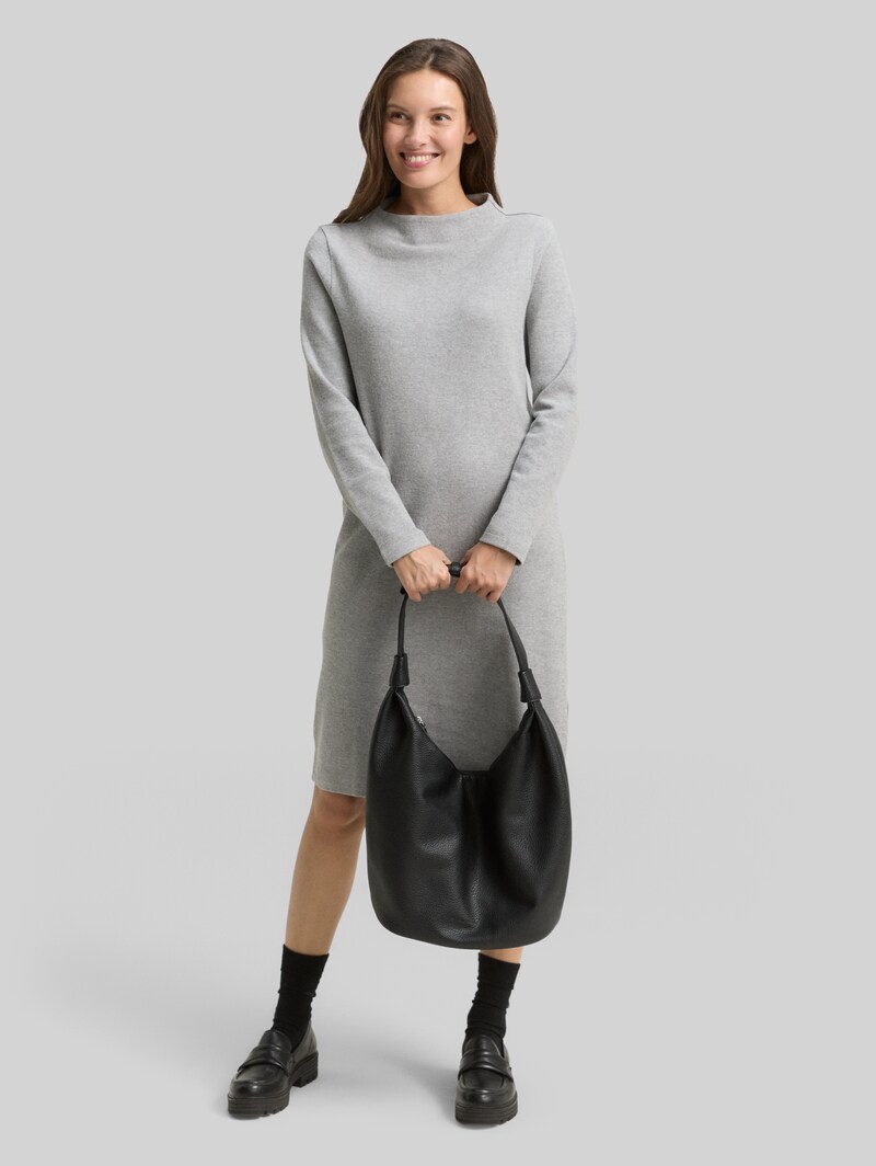 Tom Tailor Cosy Kleid mit Stehkragen - Medium Silver Grey Melange