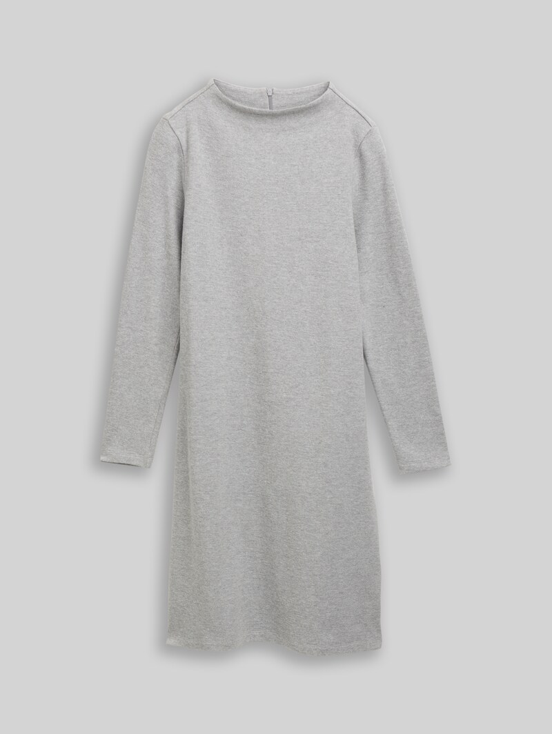 Tom Tailor Cosy Kleid mit Stehkragen - Medium Silver Grey Melange