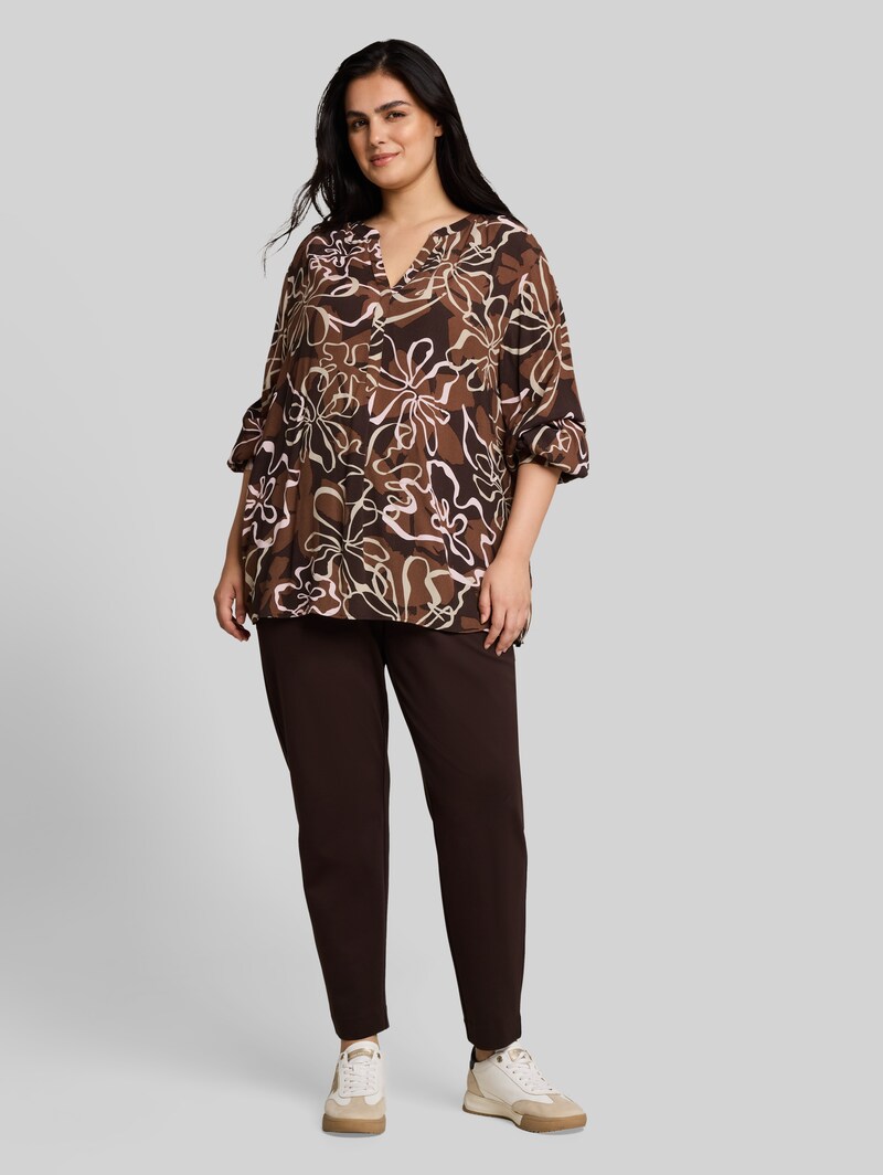 Tom Tailor Plus Size - Bluse aus Viskose - Brown Big Flower Design