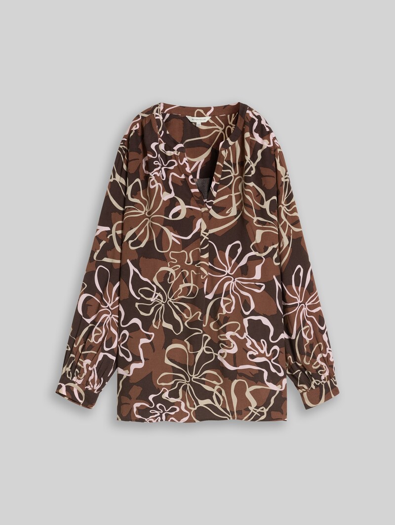 Tom Tailor Plus Size - Bluse aus Viskose - Brown Big Flower Design
