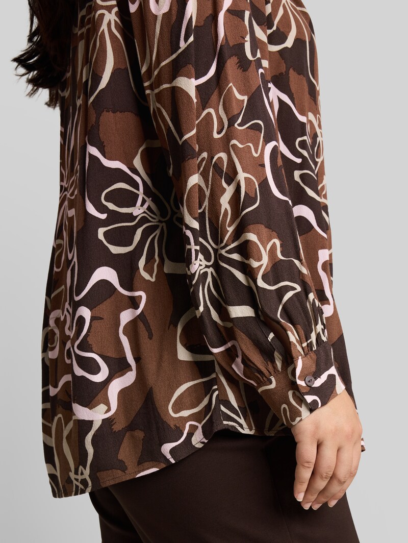 Tom Tailor Plus Size - Bluse aus Viskose - Brown Big Flower Design
