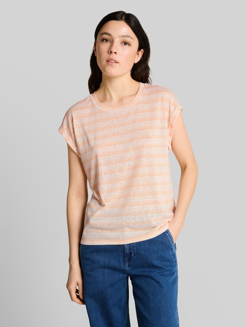 Tom Tailor T-Shirt mit Streifenmuster - Apricot White Gradient Stripe Tom Tailor T-Shirt mit Streifenmuster - Apricot White Gradient Stripe