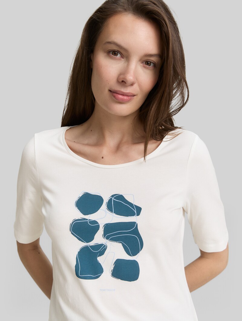 Tom Tailor T-Shirt mit Print - Soft Clear White