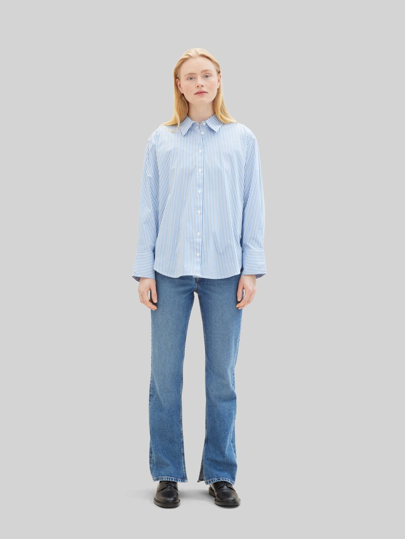 Tom Tailor Loose Fit Hemd mit Streifen - Blue White Strripe
