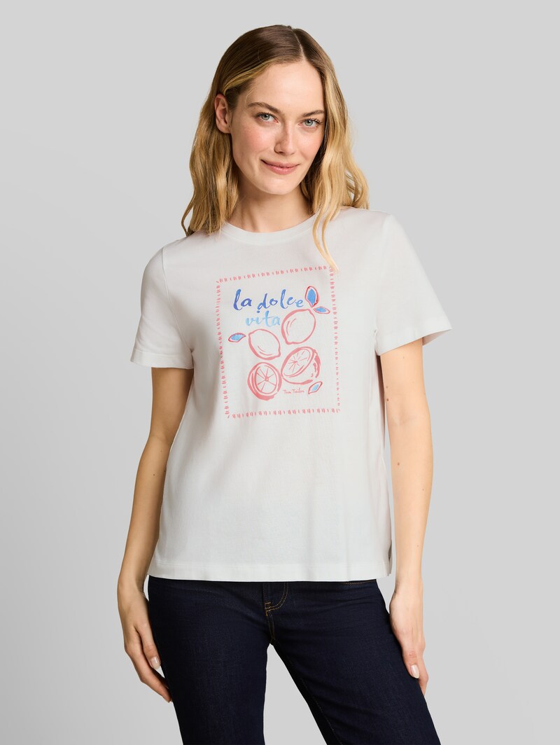 Tom Tailor T-Shirt mit Print - Whisper White