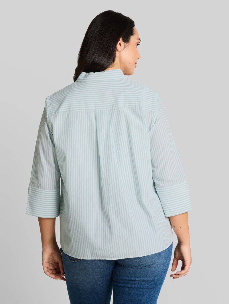Tom Tailor Plus Size - Hemdbluse mit Streifenmuster - Blue Haze White Thin Stripe