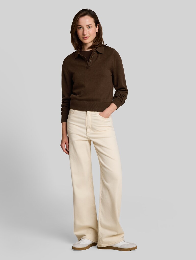 Tom Tailor Strickpullover mit Polokragen - Cool Dark Brown