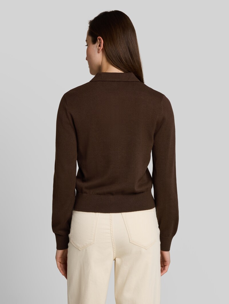Tom Tailor Strickpullover mit Polokragen - Cool Dark Brown