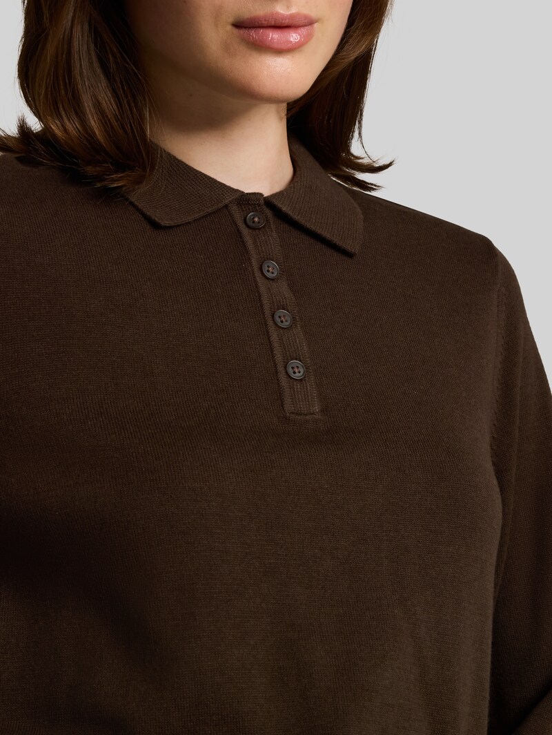 Tom Tailor Strickpullover mit Polokragen - Cool Dark Brown