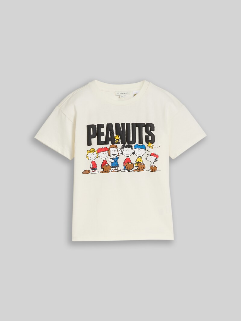 Tom Tailor Oversize T-Shirt mit Peanuts-Print - Wool White