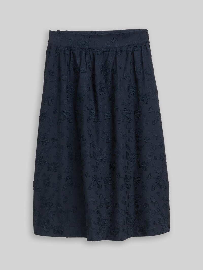 Tom Tailor High Waist Midi-Rock mit Stickerei - Sky Captain Blue