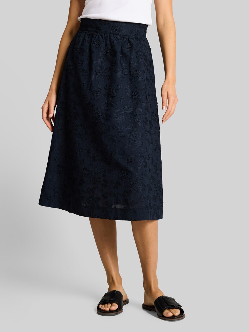 Tom Tailor High Waist Midi-Rock mit Stickerei - Sky Captain Blue