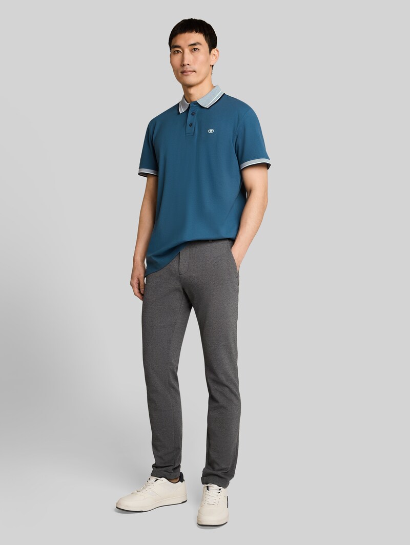 Tom Tailor Piqué Poloshirt mit Logo-Print - Real Teal Blue