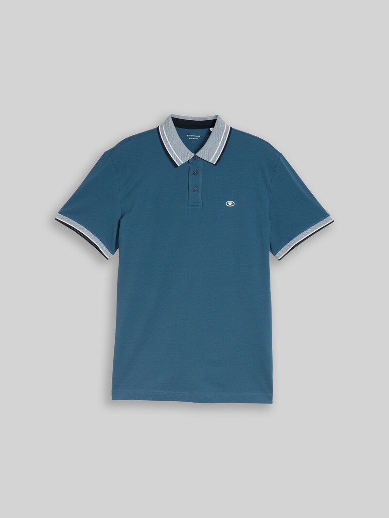 Tom Tailor Piqué Poloshirt mit Logo-Print - Real Teal Blue