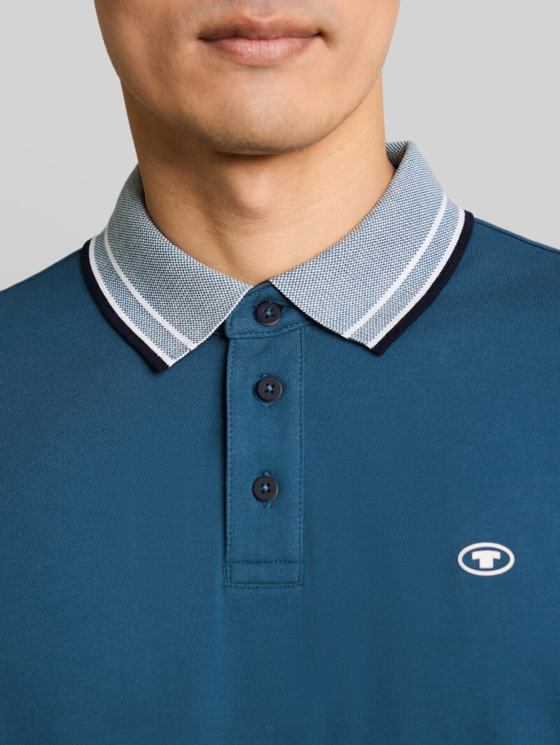 Tom Tailor Piqué Poloshirt mit Logo-Print - Real Teal Blue
