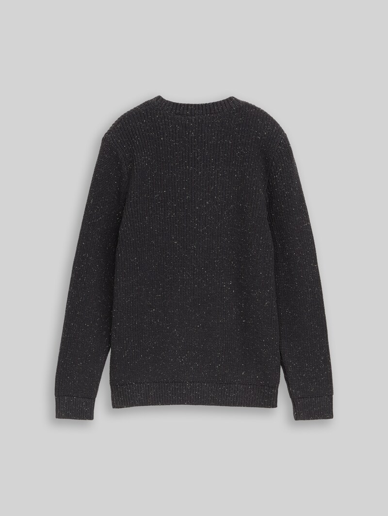 Tom Tailor Strickpullover in Melange-Optik - Coal Grey Tom Tailor Strickpullover in Melange-Optik - Coal Grey