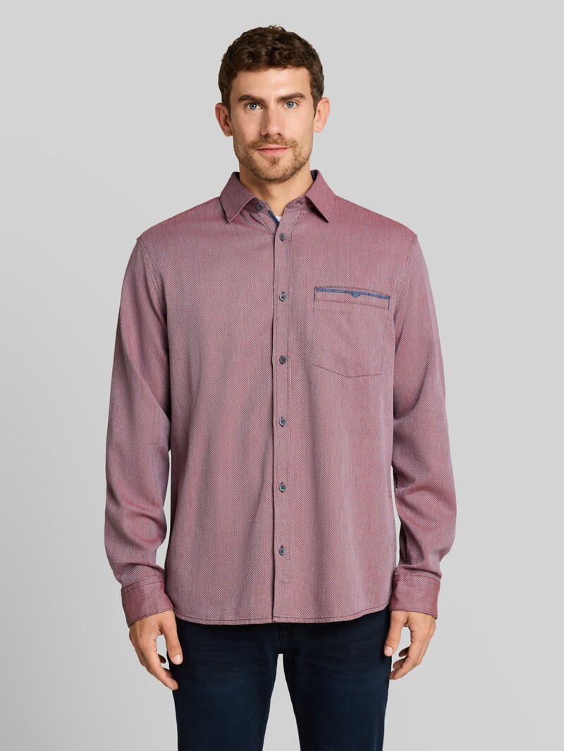 Tom Tailor Regular Fit Hemd aus strukturiertem Baumwollstoff - Tarmac Grey Structure Tom Tailor Regular Fit Hemd aus strukturiertem Baumwollstoff - Tarmac Grey Structure