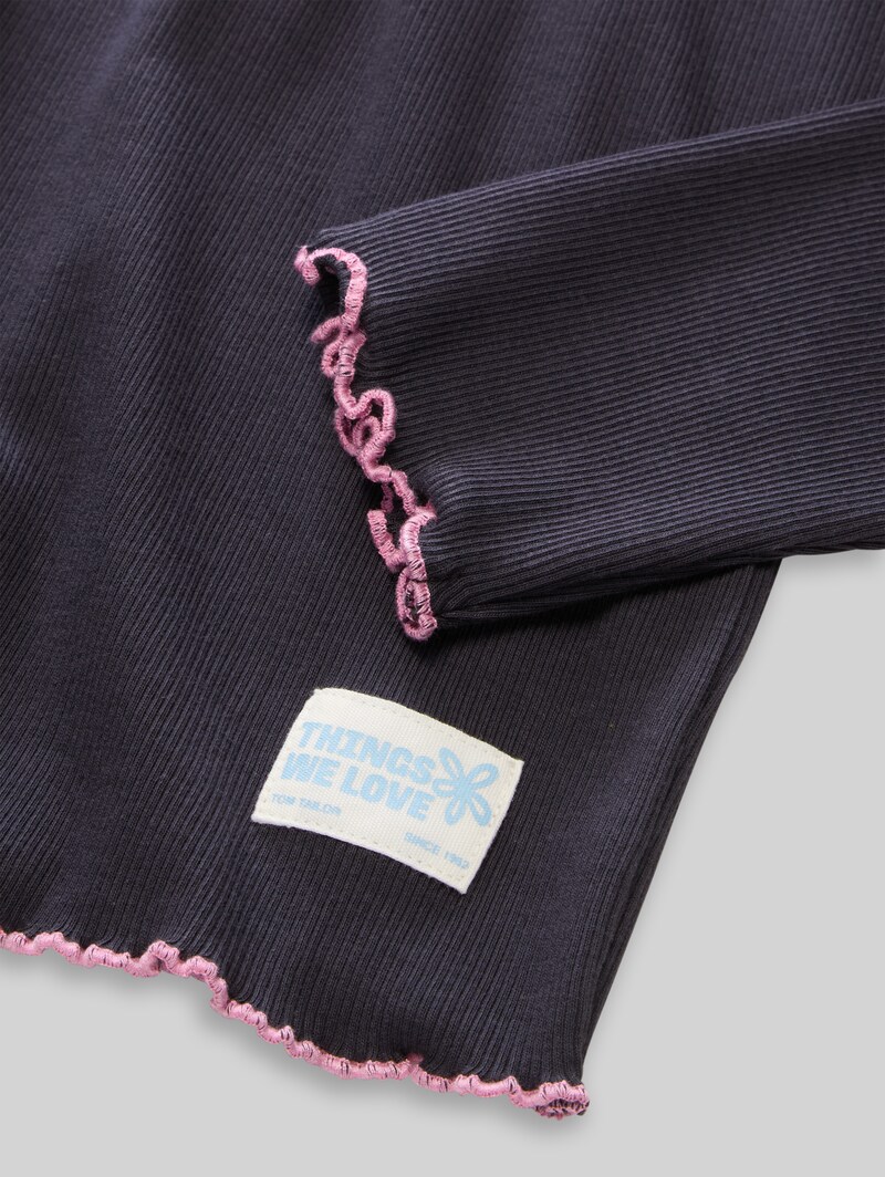 Tom Tailor Langarmshirt mit Rippstruktur - Coal Grey
