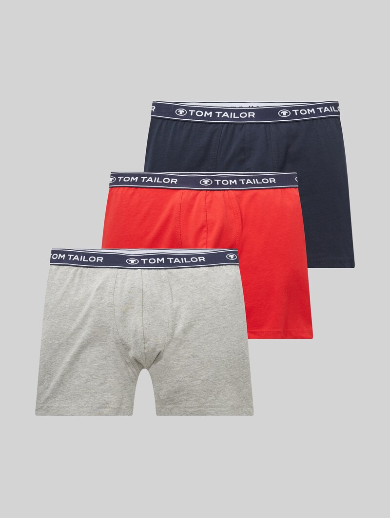 Tom Tailor Mittellange Boxershorts im 3er-Pack - Red-medium-solid