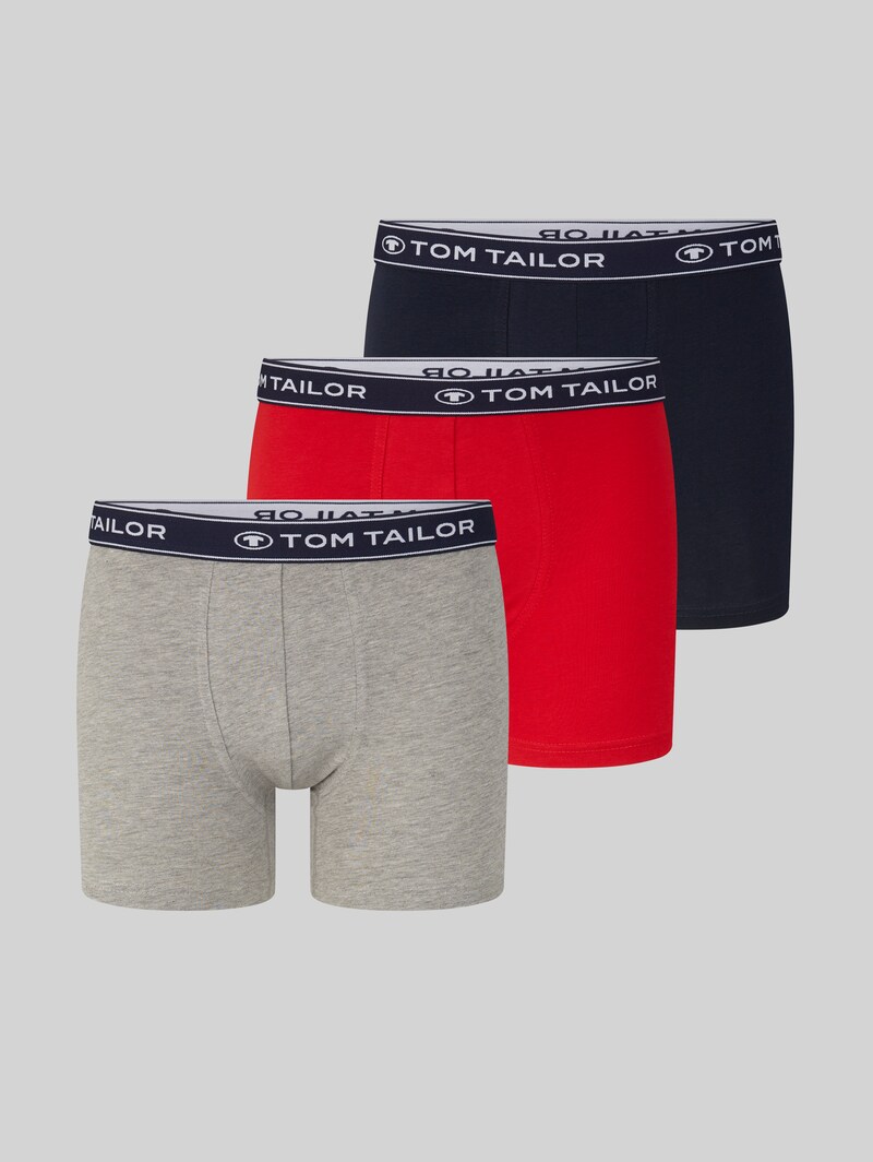 Tom Tailor Mittellange Boxershorts im 3er-Pack - Red-medium-solid