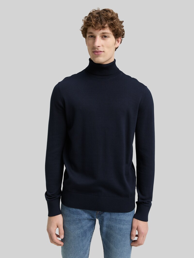 Tom Tailor Rollkragenpullover aus Baumwolle - Sky Captain Blue Tom Tailor Rollkragenpullover aus Baumwolle - Sky Captain Blue