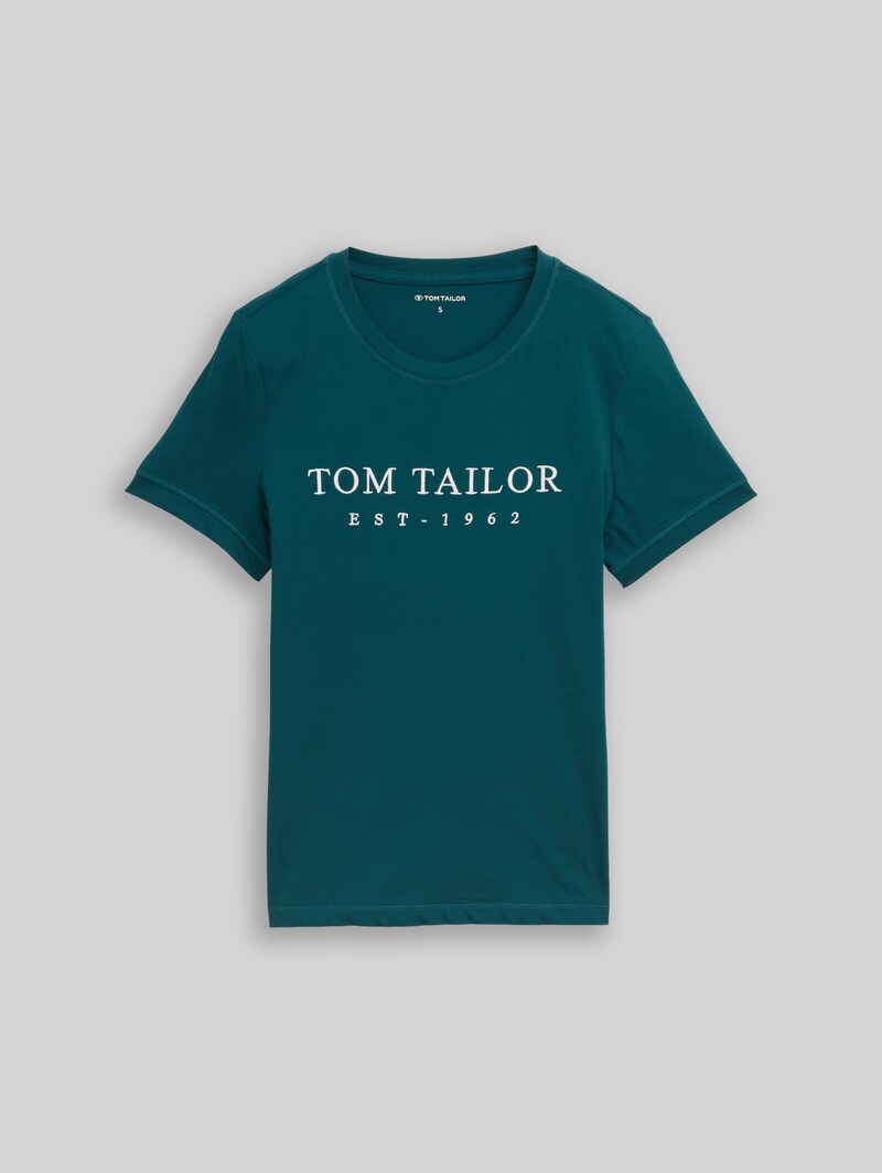 Tom Tailor T-Shirt mit Logo-Stickerei - Deep Meadow Green