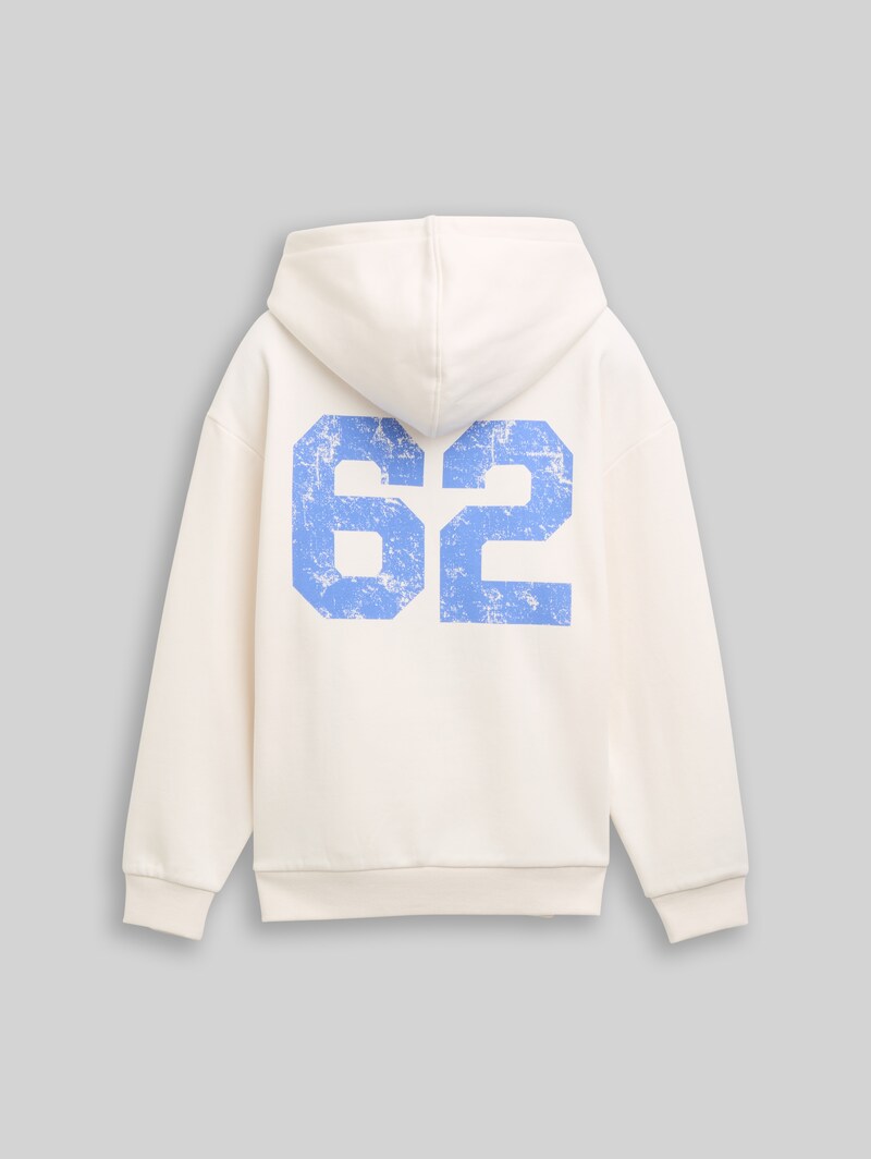 Tom Tailor Oversize Hoodie Sweatshirt mit Rückenprint - Gardenia White Tom Tailor Oversize Hoodie Sweatshirt mit Rückenprint - Gardenia White