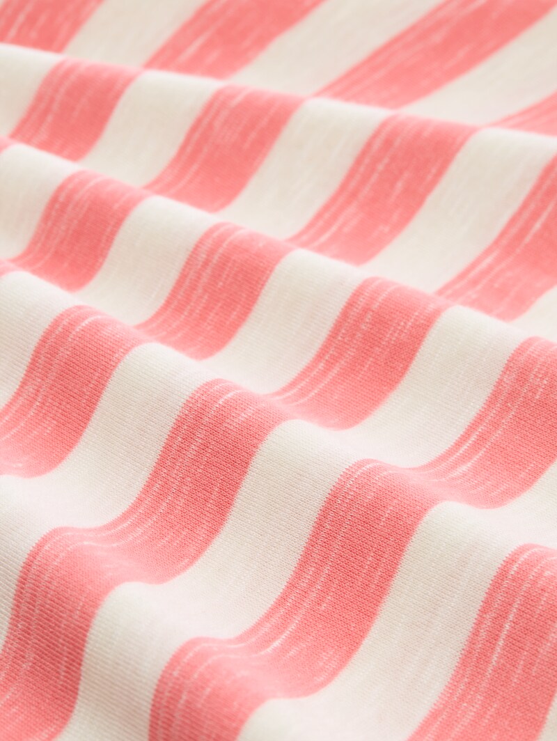 Tom Tailor T-Shirt mit Turn-Up-Funktion - Pink White Stripe