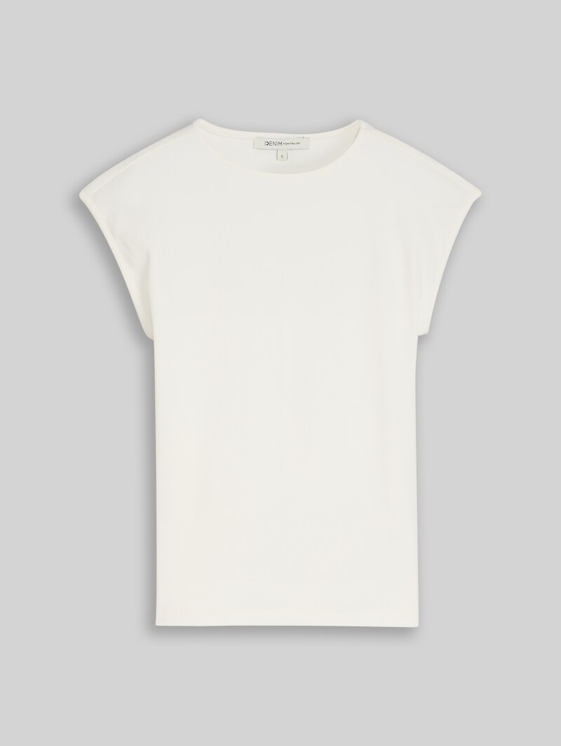 Tom Tailor Slim Fit T-Shirt mit Rippstruktur - Off White