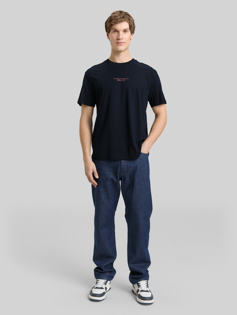 Tom Tailor Relaxed Fit T-Shirt mit Rückenprint - Sky Captain Blue
