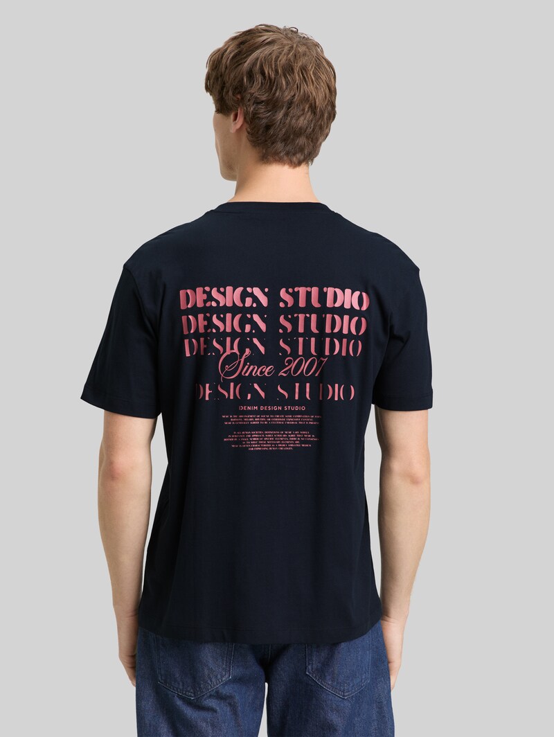 Tom Tailor Relaxed Fit T-Shirt mit Rückenprint - Sky Captain Blue