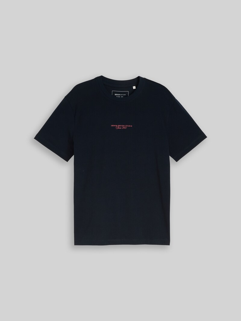 Tom Tailor Relaxed Fit T-Shirt mit Rückenprint - Sky Captain Blue