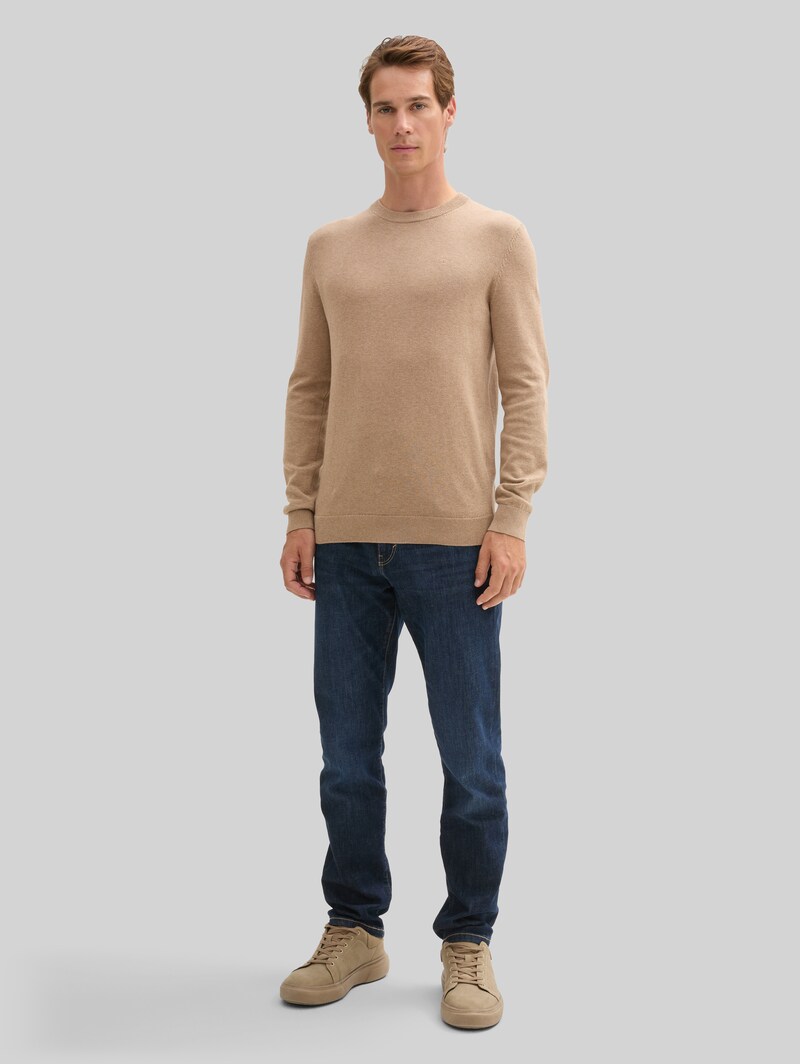 Tom Tailor Strickpullover aus Baumwolle - Hazel Brown Melange