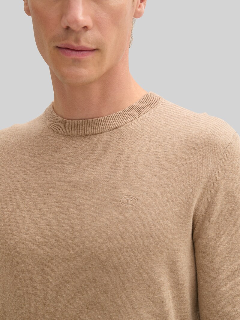 Tom Tailor Strickpullover aus Baumwolle - Hazel Brown Melange