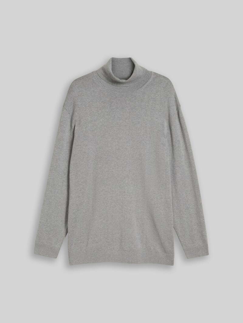 Tom Tailor Plus Size - Rollkragenpullover aus Baumwolle - Knit Grey Melange