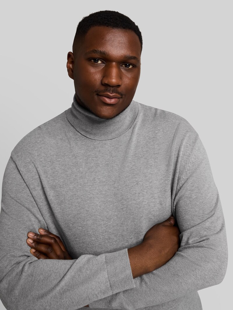 Tom Tailor Plus Size - Rollkragenpullover aus Baumwolle - Knit Grey Melange