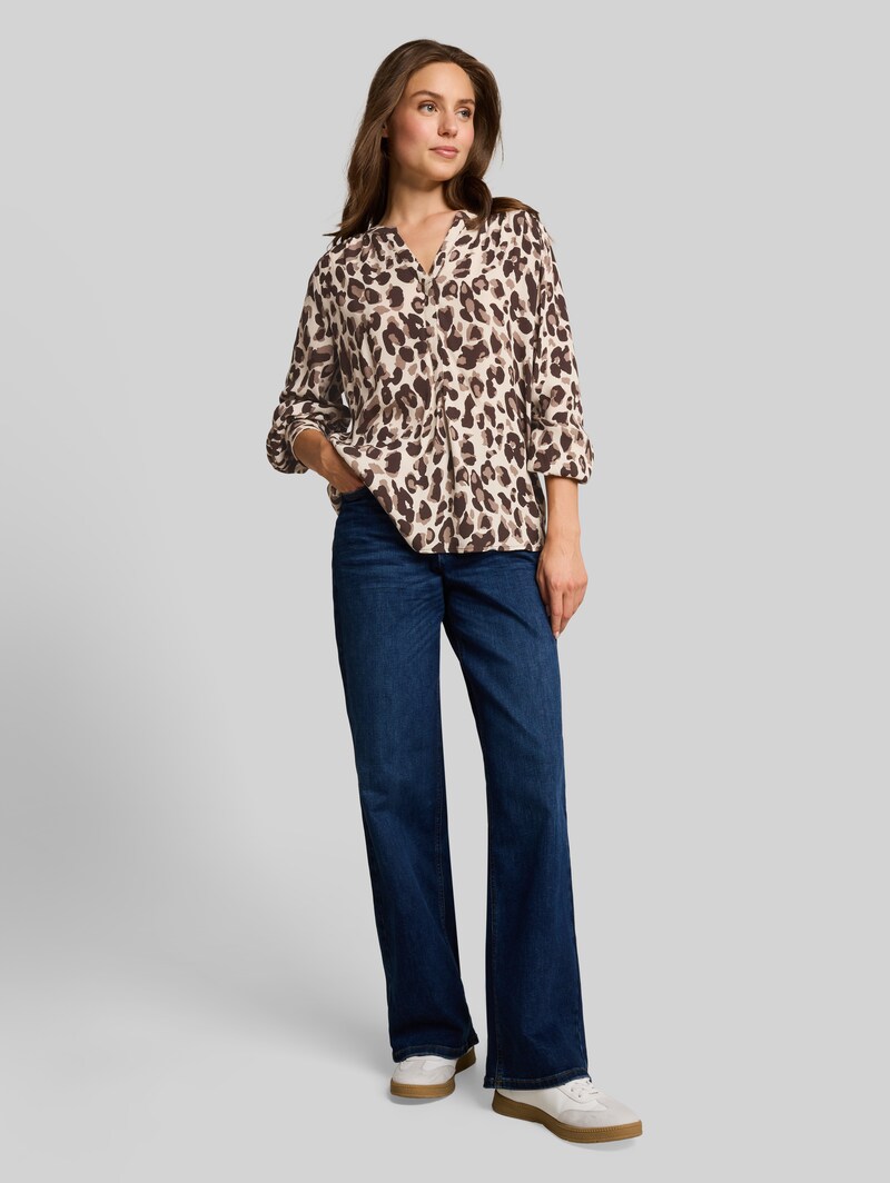 Tom Tailor Bluse aus Viskose - Brown Beige Leo Print