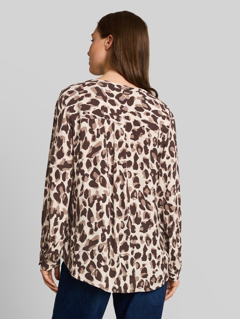Tom Tailor Bluse aus Viskose - Brown Beige Leo Print