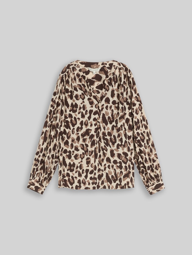 Tom Tailor Bluse aus Viskose - Brown Beige Leo Print
