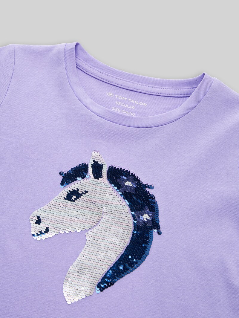 Tom Tailor Langarmshirt mit Wendepailletten - Sweet Purple