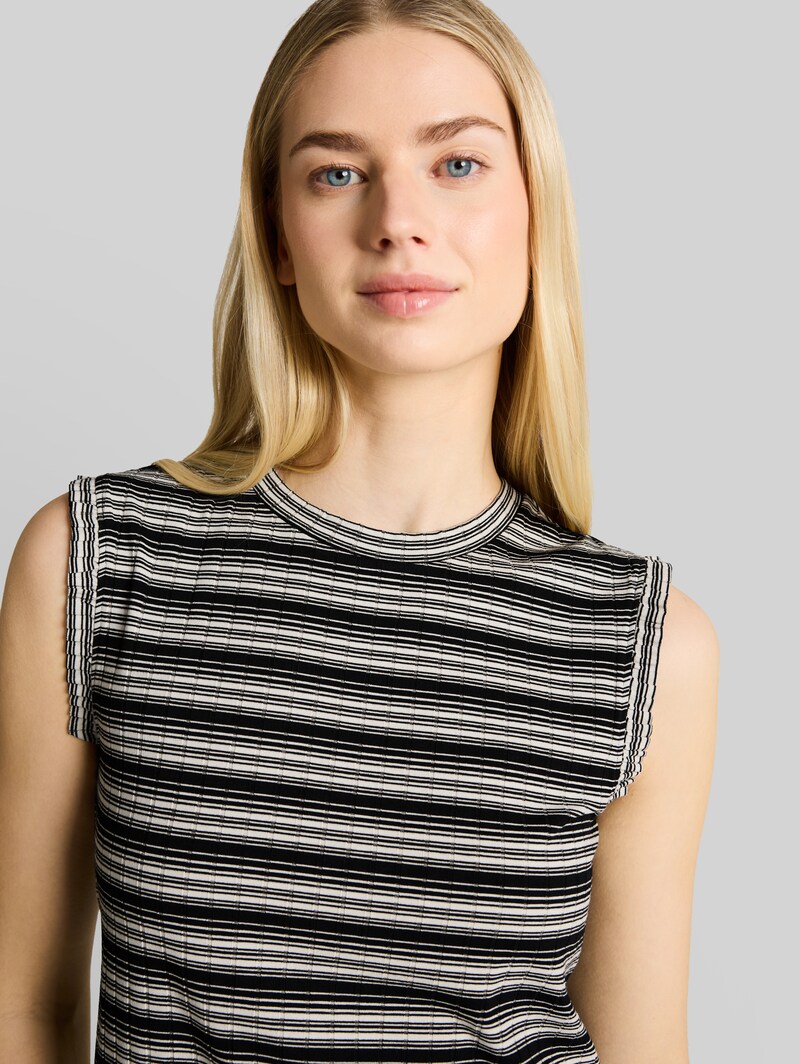 Tom Tailor Top mit Streifenmuster - Black White Gradient Stripe