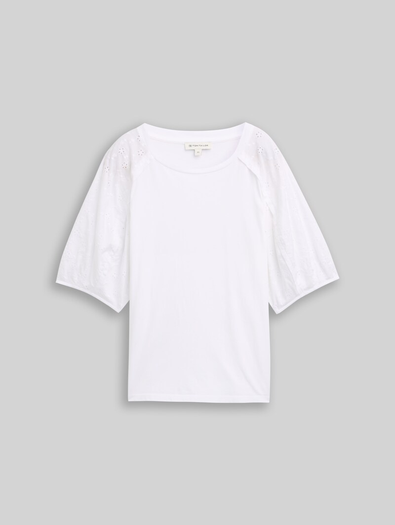 Tom Tailor T-Shirt mit Lochstickereien - White