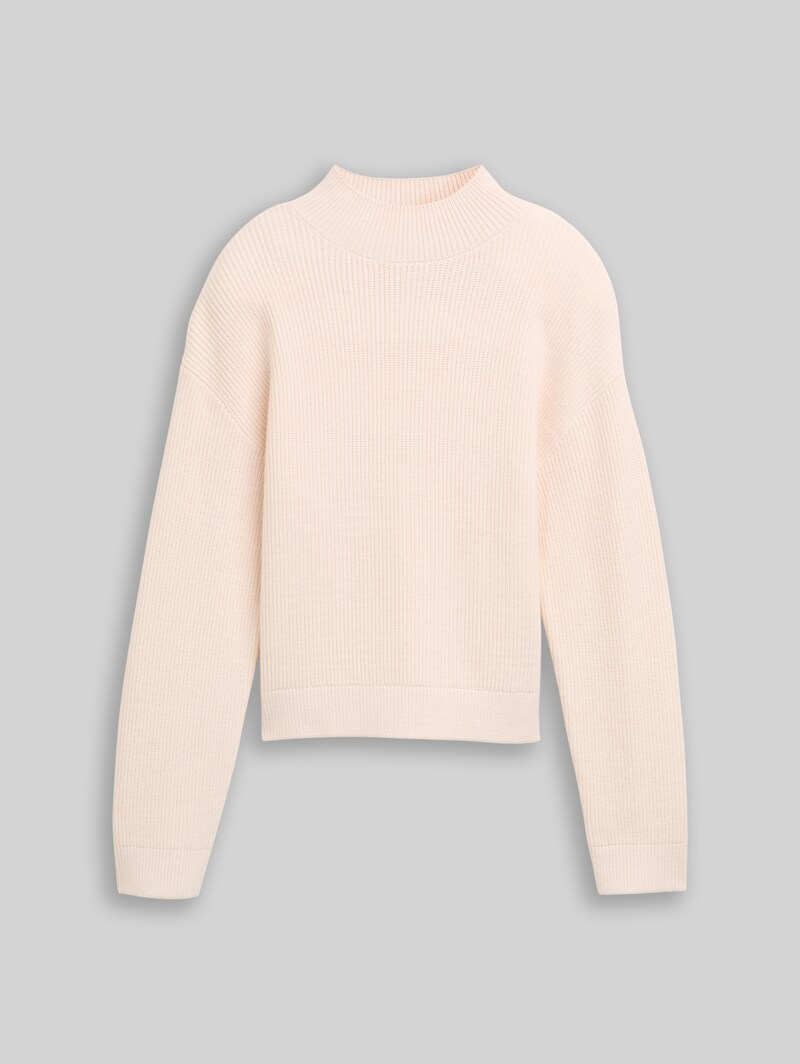 Tom Tailor Strickpullover mit Stehkragen - Soft Cream Beige