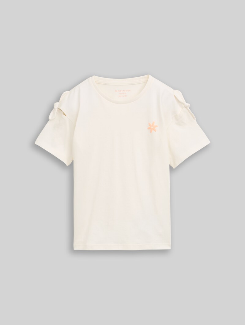Tom Tailor Oversize T-Shirt mit Schleifen-Detail - Wool White