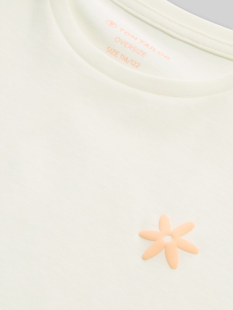 Tom Tailor Oversize T-Shirt mit Schleifen-Detail - Wool White