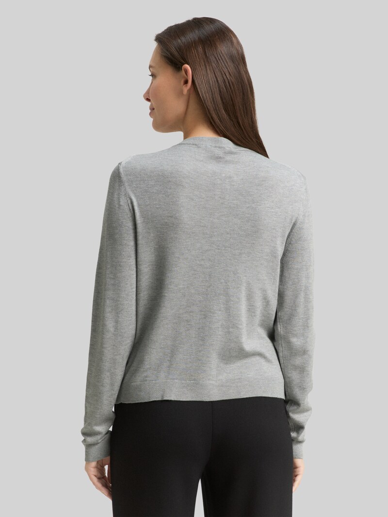 Tom Tailor Cardigan mit verdeckter Knopfleiste - Medium Silver Grey Melange