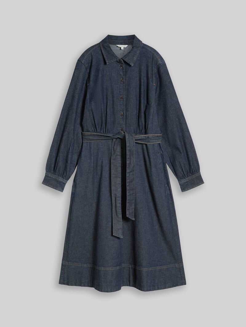 Tom Tailor Loose Fit Jeanskleid mit Gürtel - Blue Rinse Denim