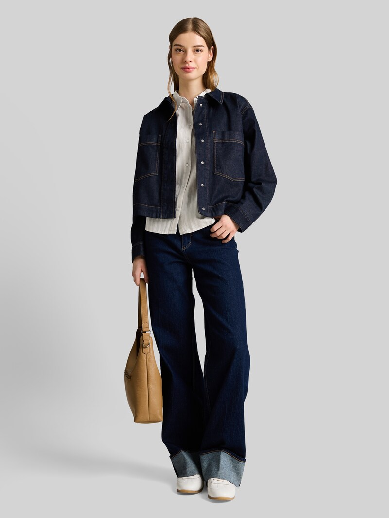 Tom Tailor Bluse mit Streifenmuster - Beige White Stripe