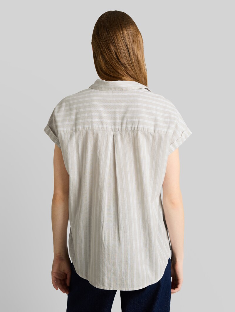 Tom Tailor Bluse mit Streifenmuster - Beige White Stripe