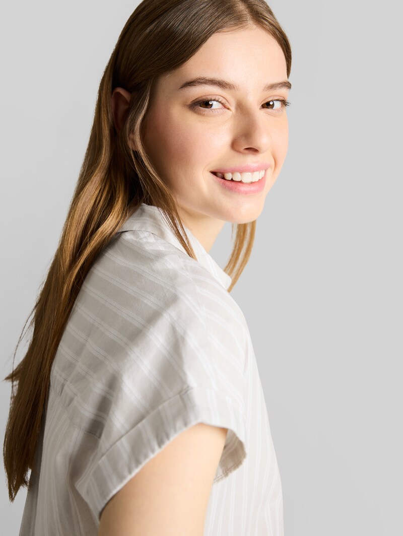 Tom Tailor Bluse mit Streifenmuster - Beige White Stripe
